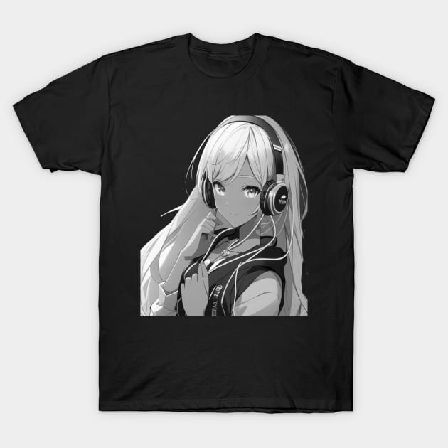 Anime Girl Listening to LoFi Kpop Music - PanfurWare LLC T-Shirt by panfurwarellc